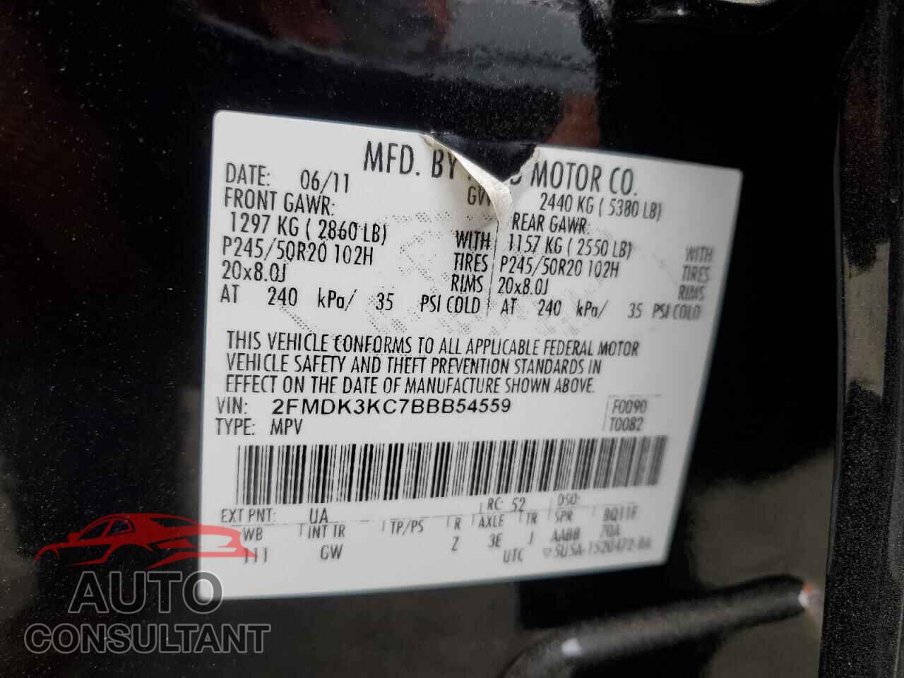 FORD EDGE 2011 - 2FMDK3KC7BBB54559