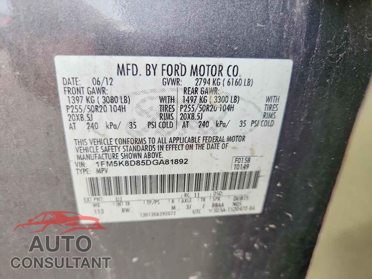 FORD EXPLORER 2013 - 1FM5K8D85DGA81892