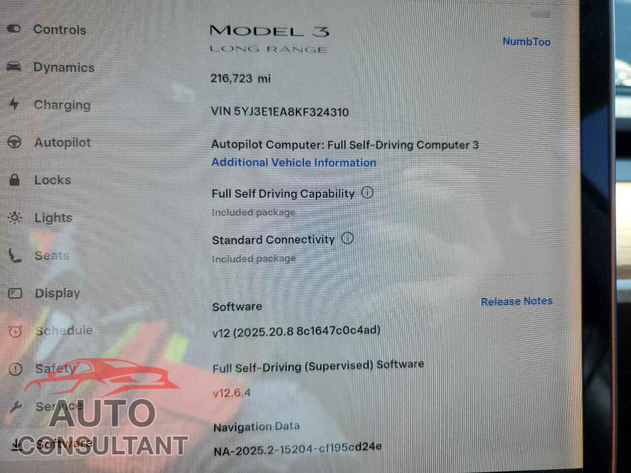 TESLA MODEL 3 2019 - 5YJ3E1EA8KF324310