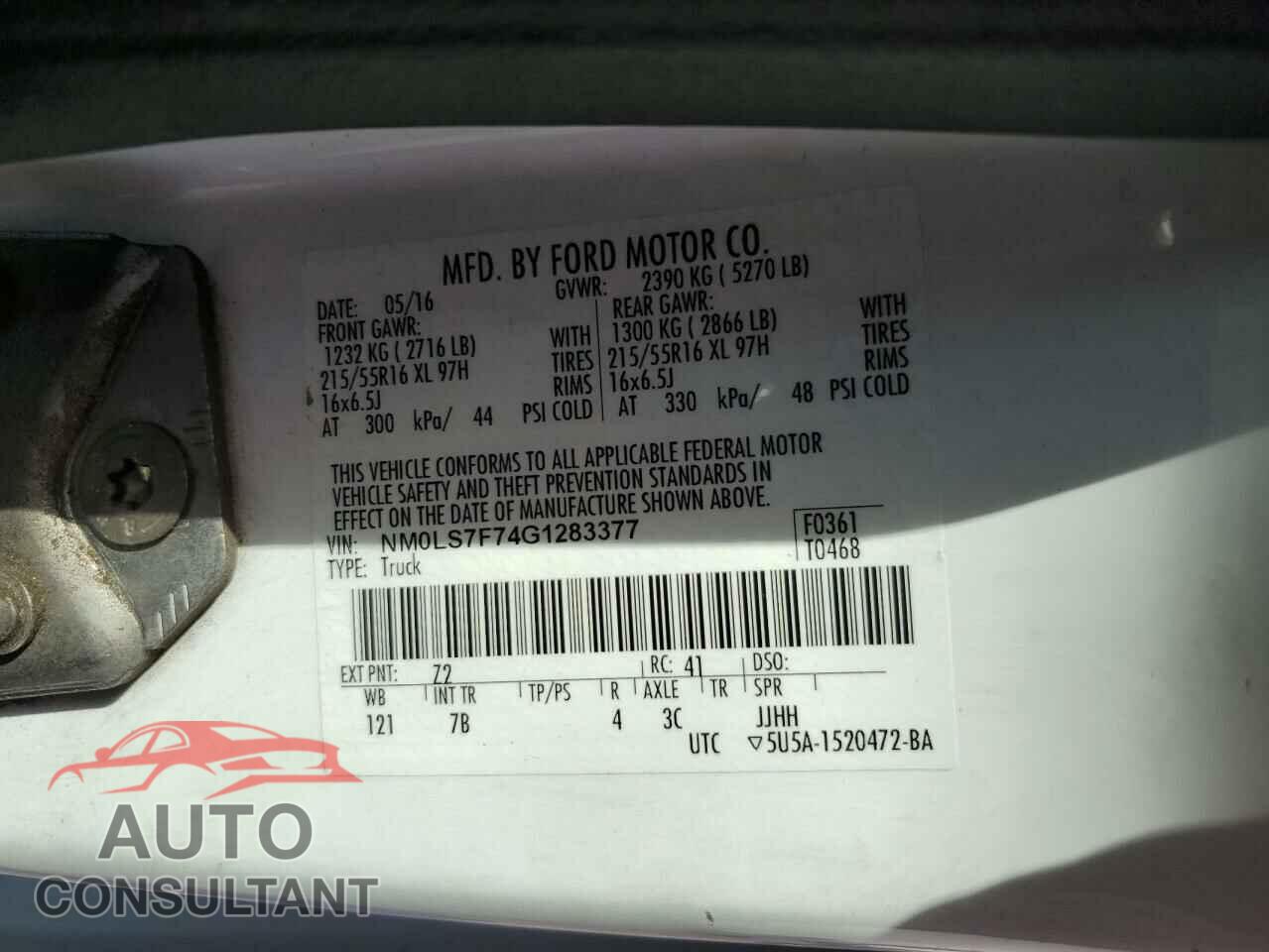 FORD TRANSIT 2016 - NM0LS7F74G1283377