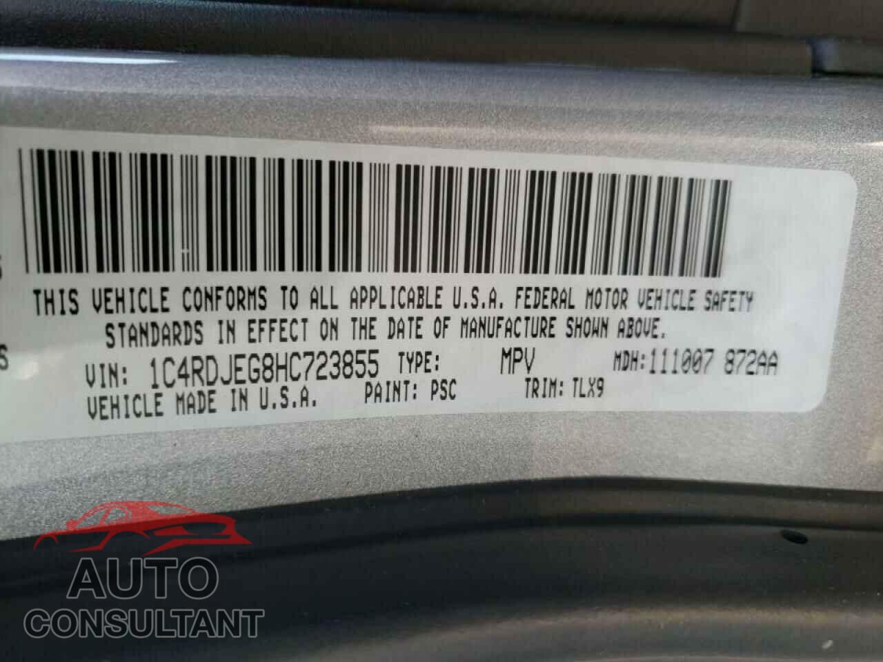 DODGE DURANGO 2017 - 1C4RDJEG8HC723855