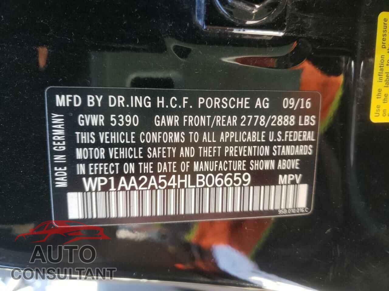PORSCHE MACAN 2017 - WP1AA2A54HLB06659