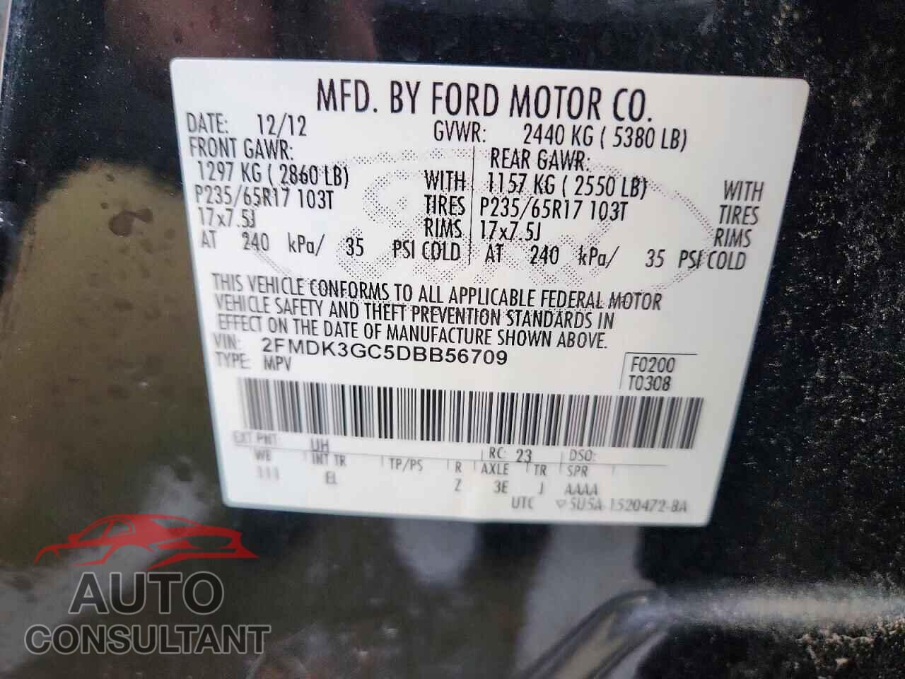 FORD EDGE 2013 - 2FMDK3GC5DBB56709