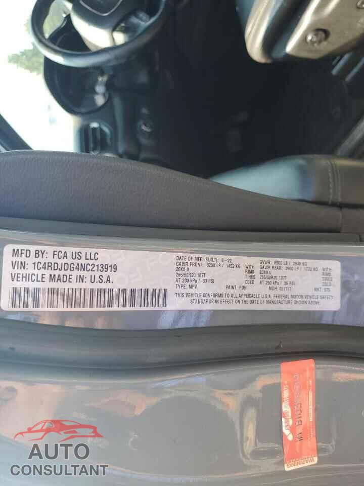 DODGE DURANGO 2022 - 1C4RDJDG4NC213919
