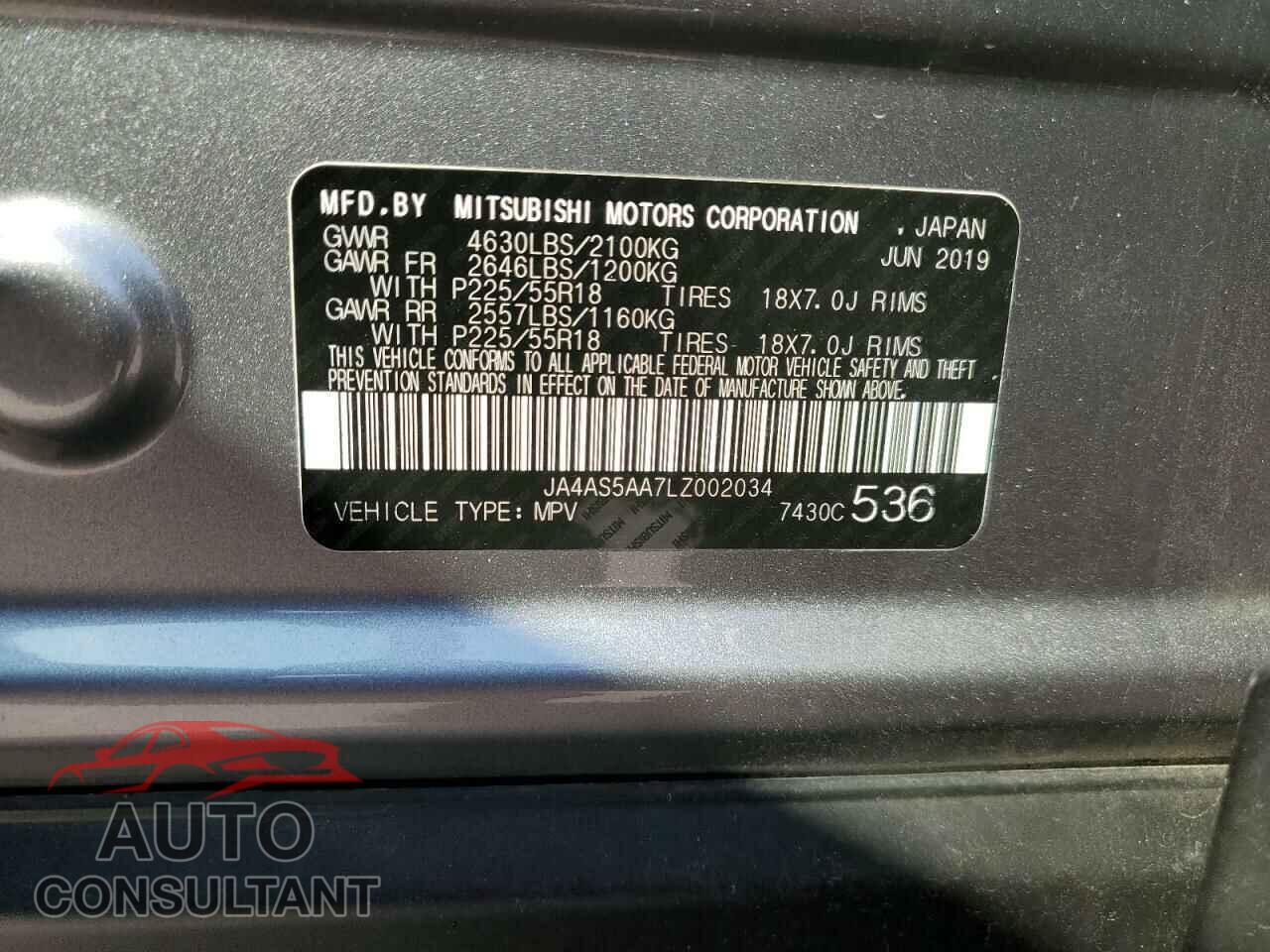 MITSUBISHI ECLIPSE 2020 - JA4AS5AA7LZ002034