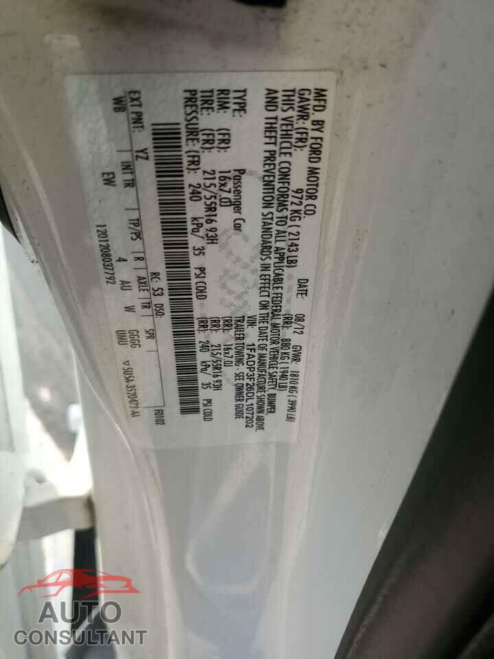 FORD FOCUS 2013 - 1FADP3F26DL107202