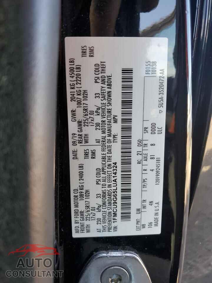 FORD ESCAPE 2020 - 1FMCU9G65LUA14324