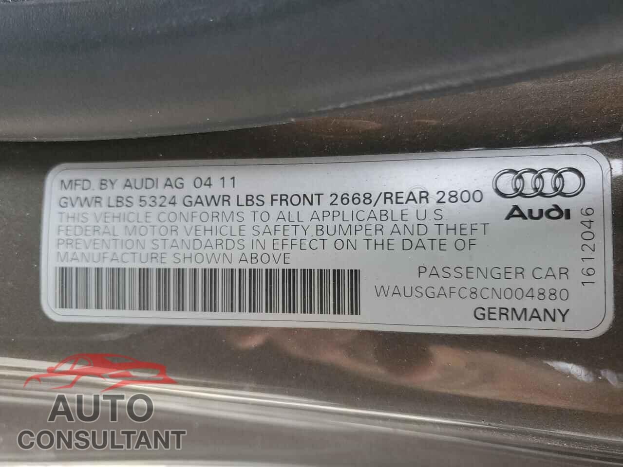 AUDI A7 2012 - WAUSGAFC8CN004880