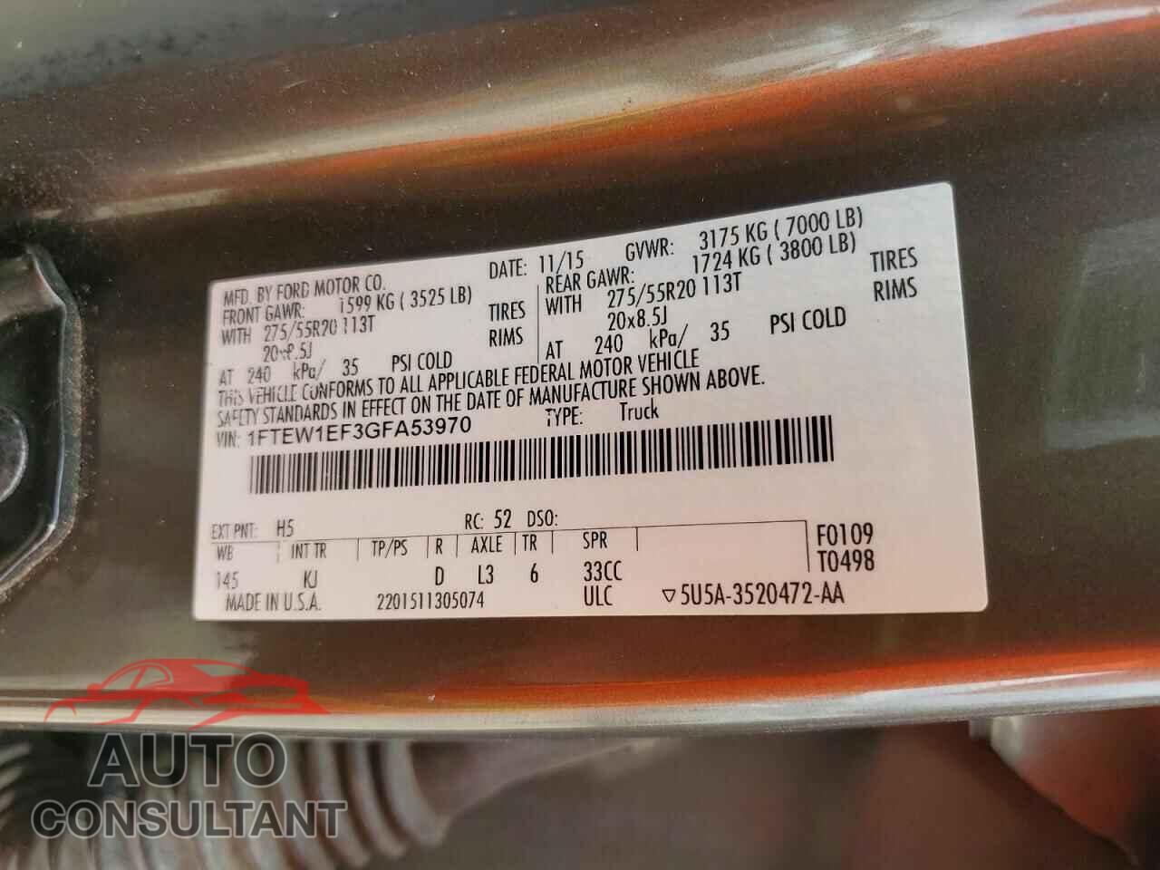 FORD F150 2016 - 1FTEW1EF3GFA53970