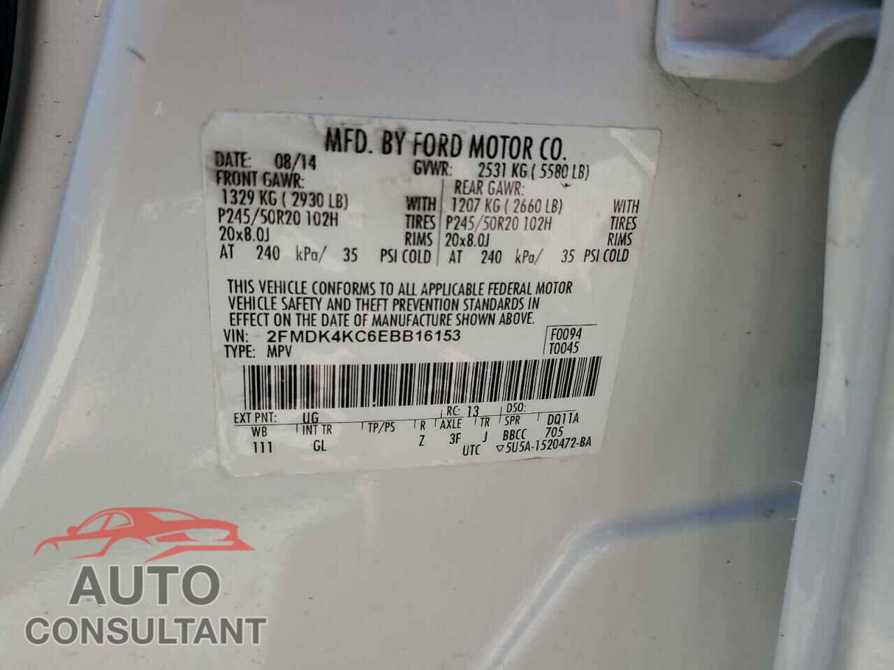 FORD EDGE 2014 - 2FMDK4KC6EBB16153