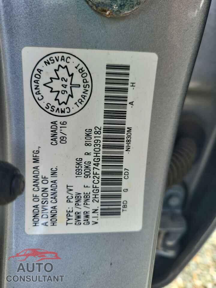 HONDA CIVIC 2016 - 2HGFC2F74GH039182