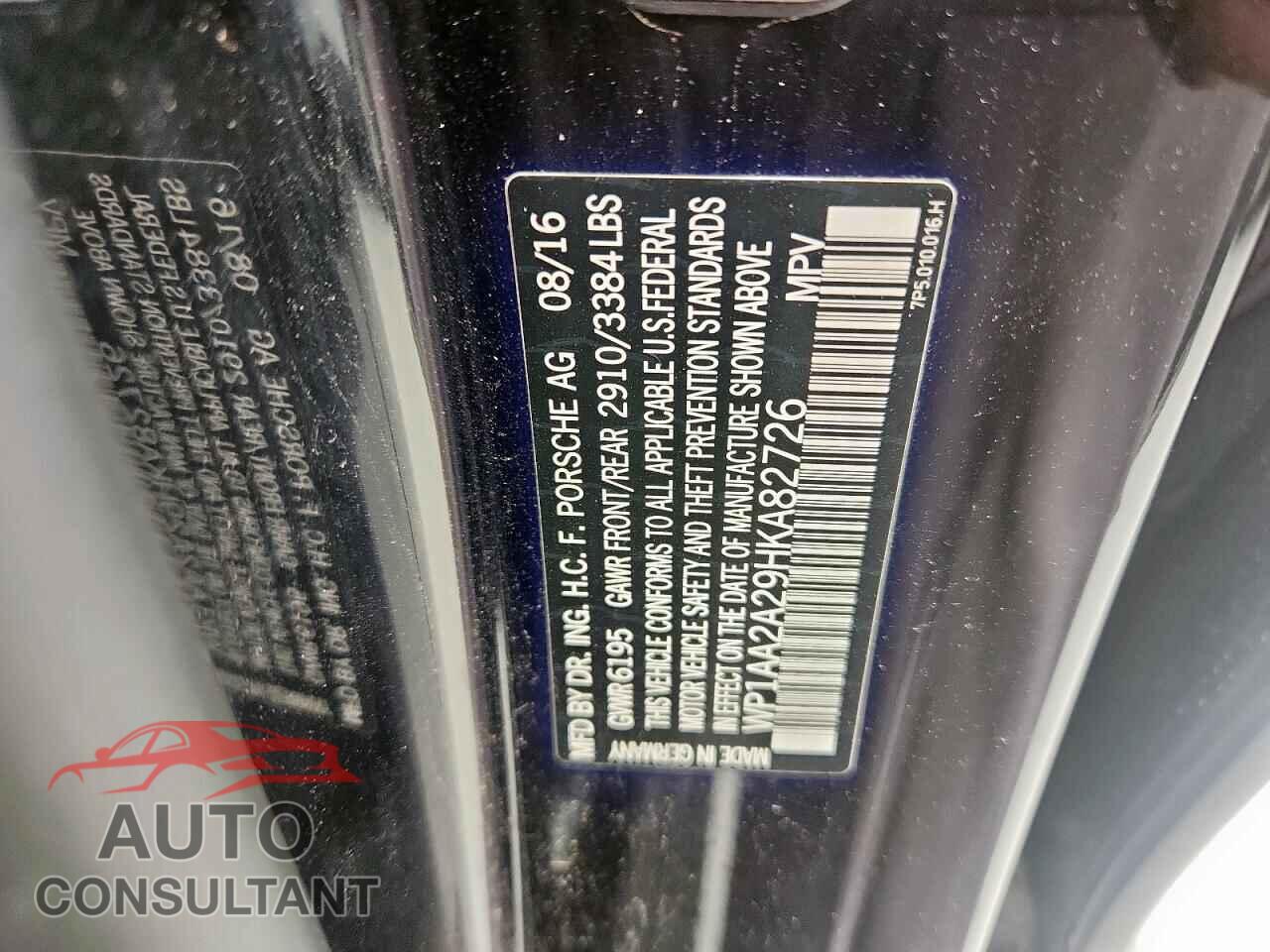 PORSCHE CAYENNE 2017 - WP1AA2A29HKA82726