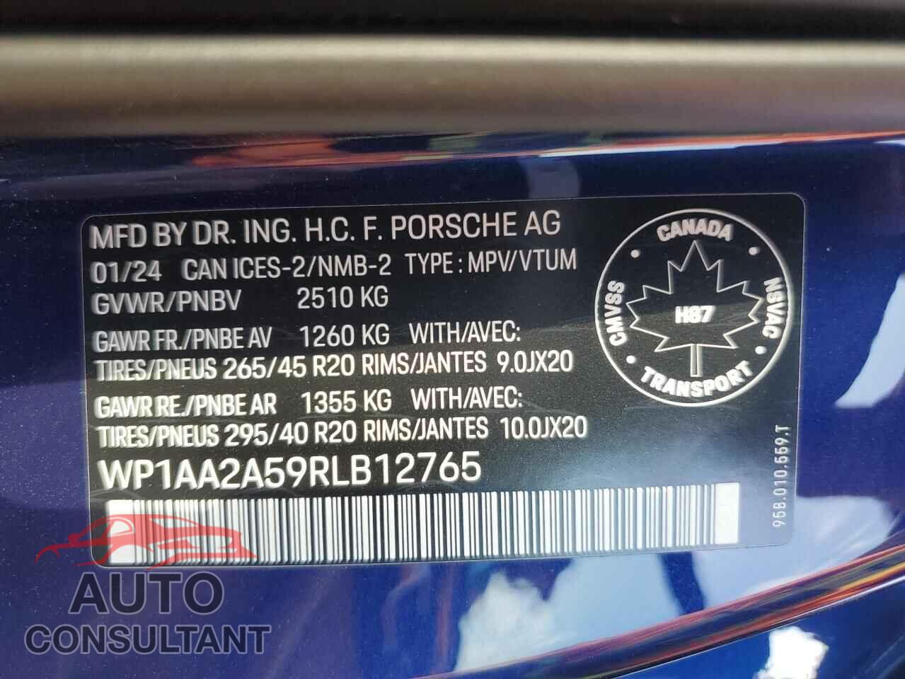 PORSCHE MACAN BASE 2024 - WP1AA2A59RLB12765