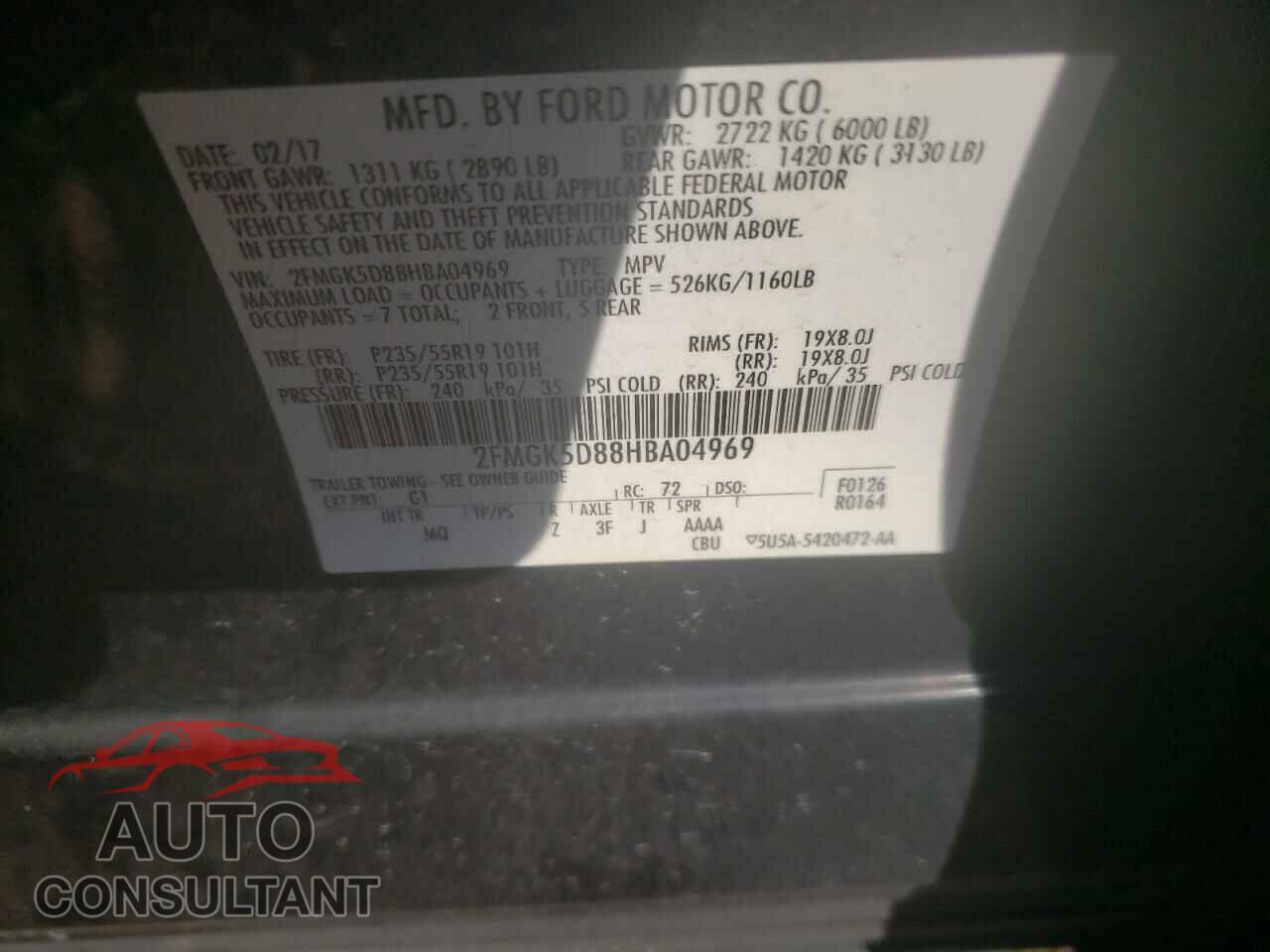 FORD FLEX 2017 - 2FMGK5D88HBA04969