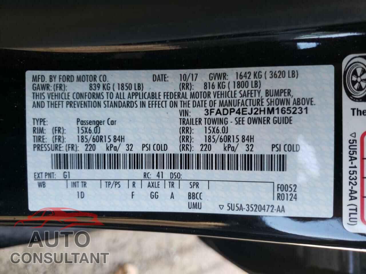 FORD FIESTA 2017 - 3FADP4EJ2HM165231