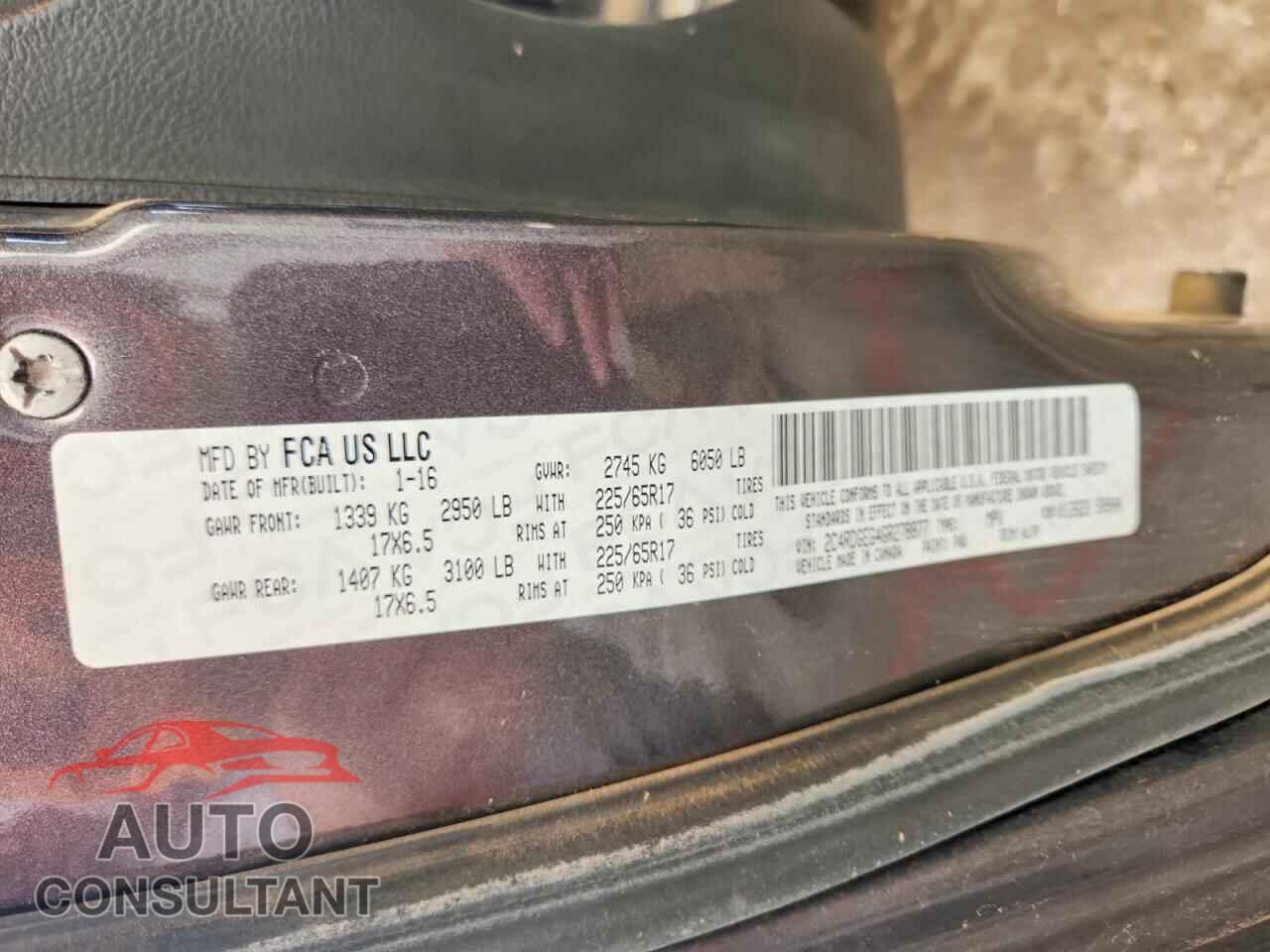 DODGE CARAVAN 2016 - 2C4RDGEG4GR278877