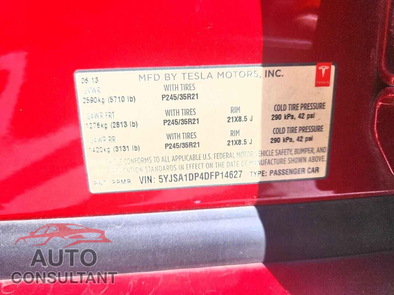 TESLA MODEL S 2013 - 5YJSA1DP4DFP14627