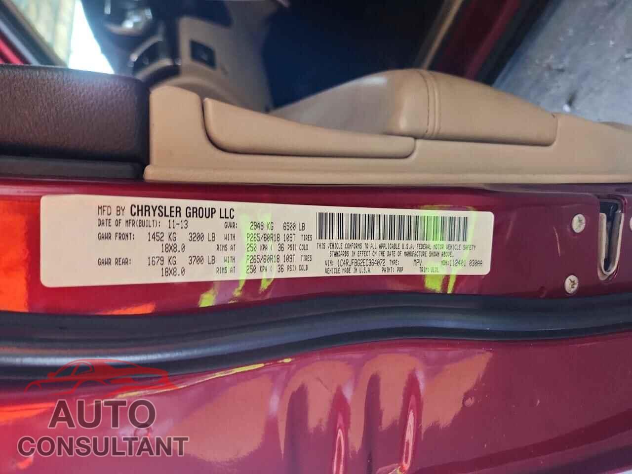 JEEP CHEROKEE 2014 - 1C4RJFBG2EC364072