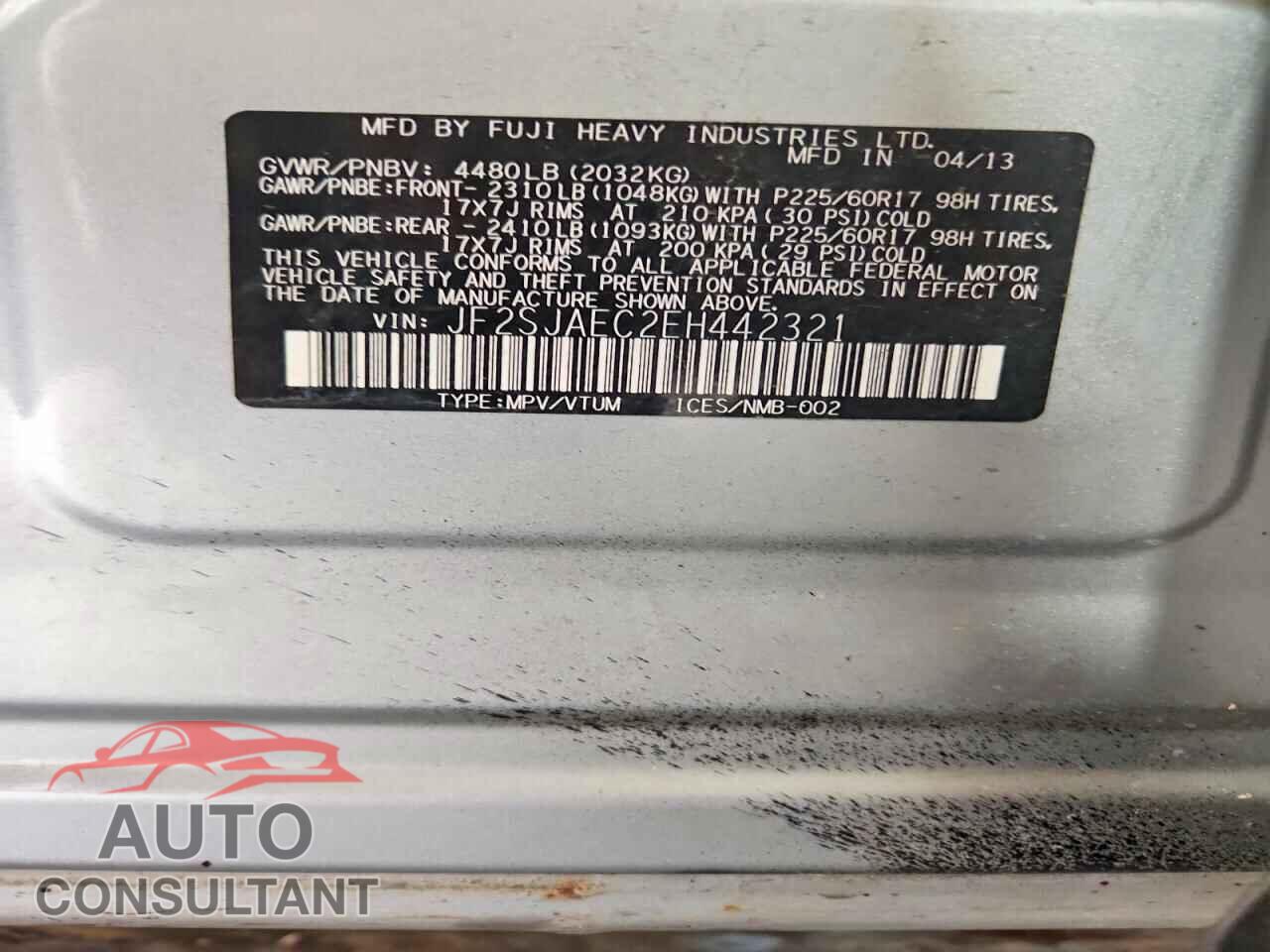 SUBARU FORESTER 2014 - JF2SJAEC2EH442321