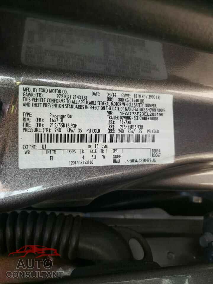FORD FOCUS 2014 - 1FADP3F23EL285196