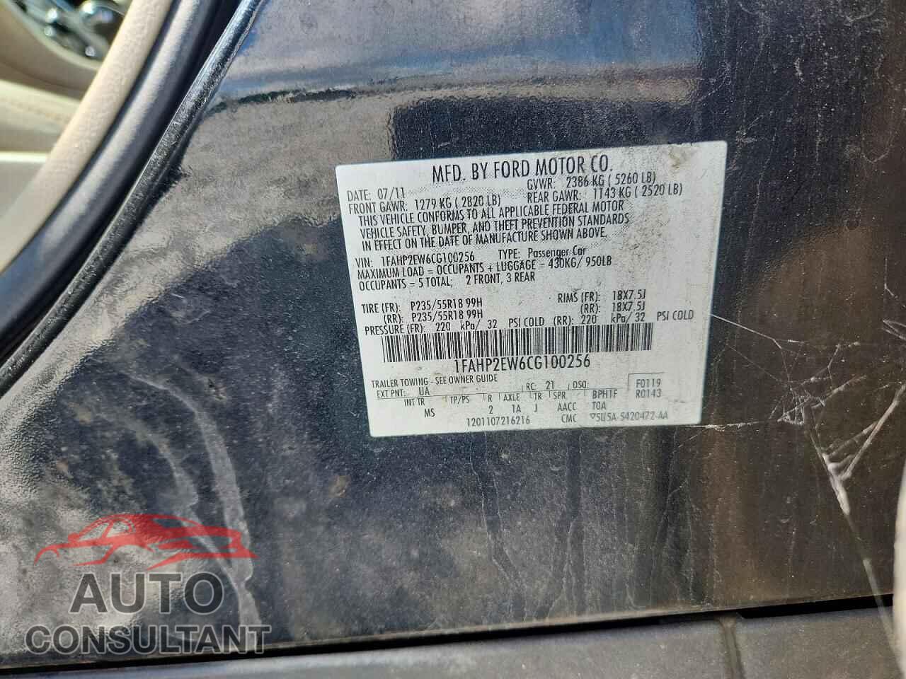 FORD TAURUS 2012 - 1FAHP2EW6CG100256