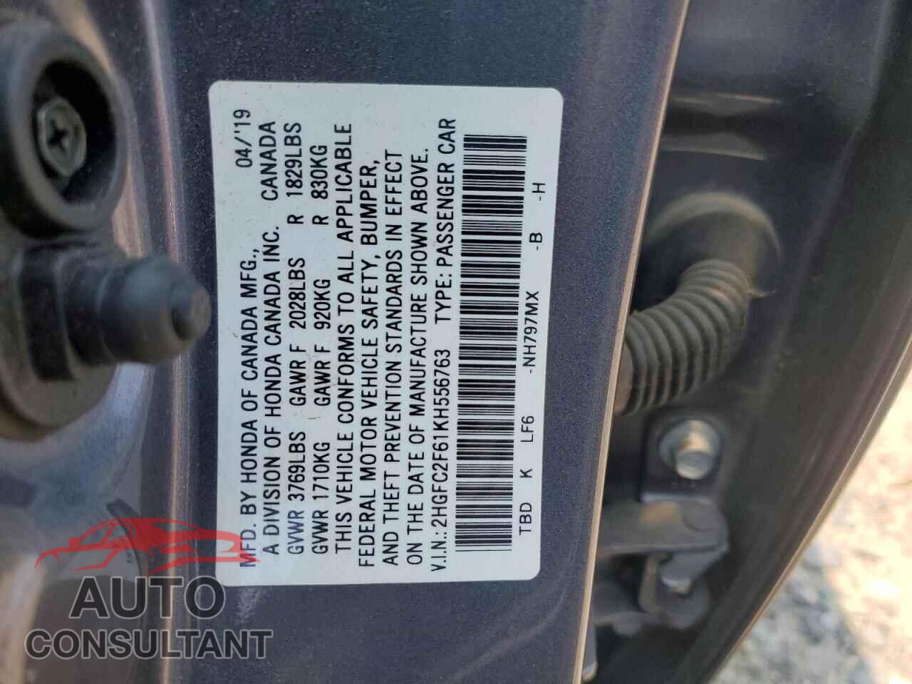 HONDA CIVIC 2019 - 2HGFC2F61KH556763