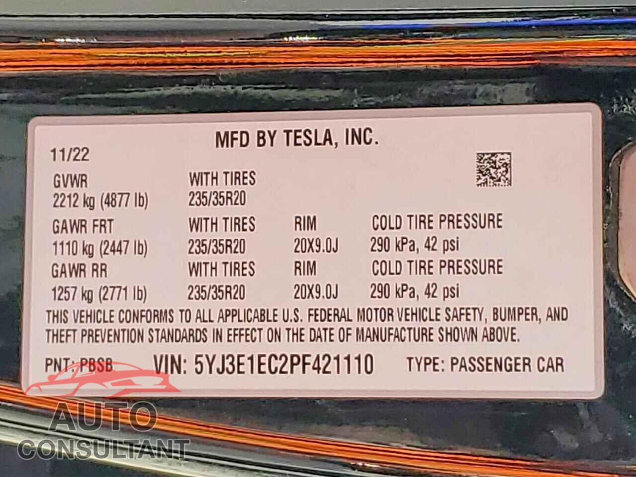 TESLA MODEL 3 2023 - 5YJ3E1EC2PF421110