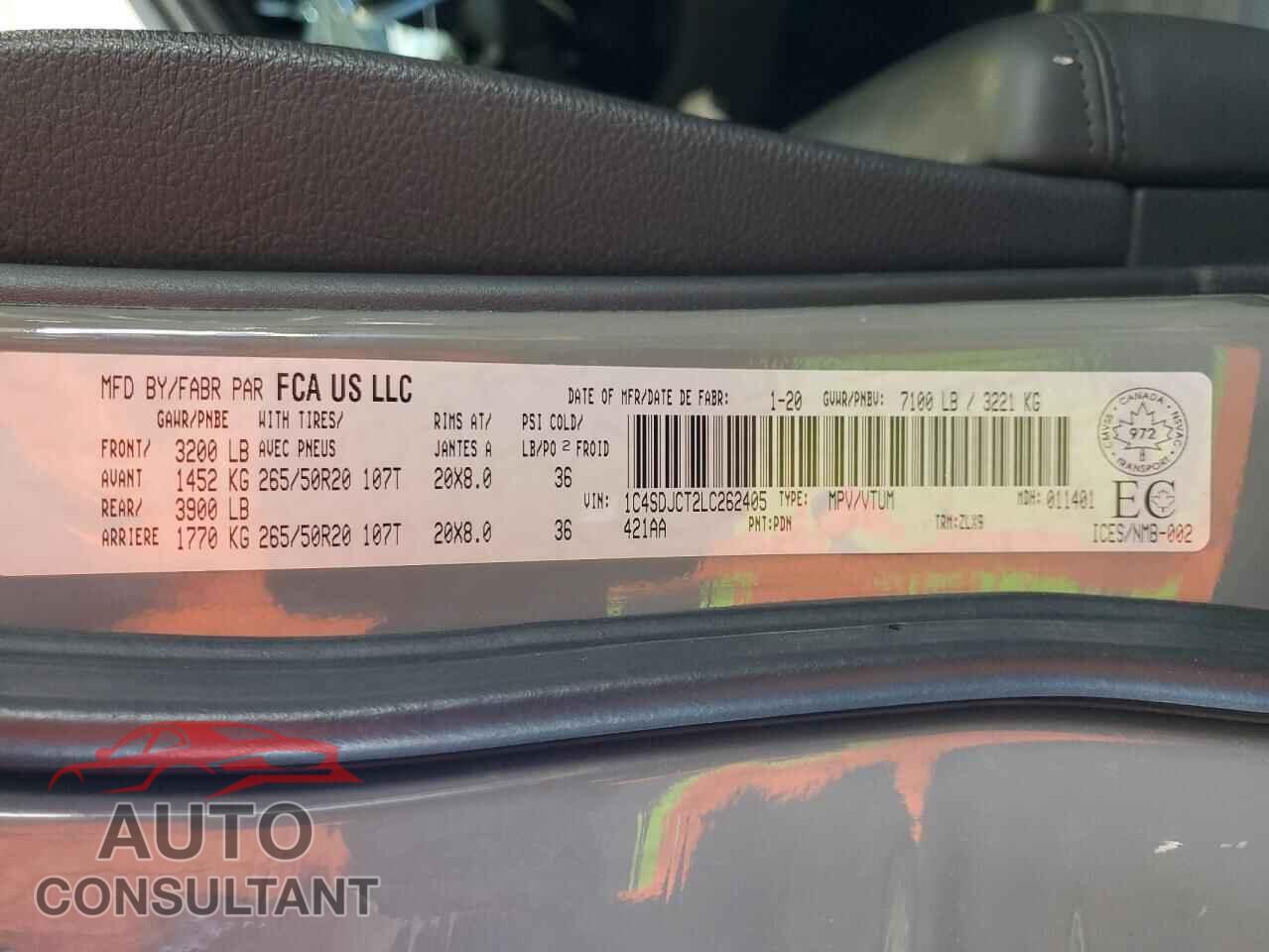 DODGE DURANGO 2020 - 1C4SDJCT2LC262405