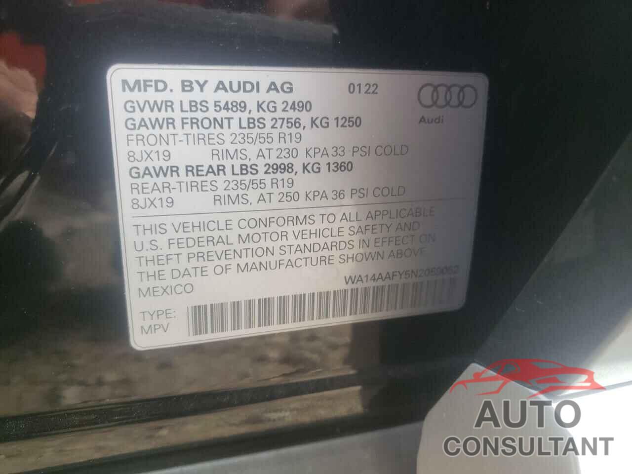 AUDI Q5 2022 - WA14AAFY5N2059052