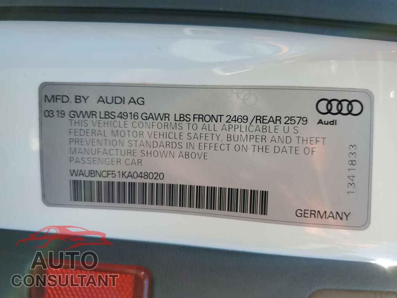 AUDI A5 2019 - WAUBNCF51KA048020