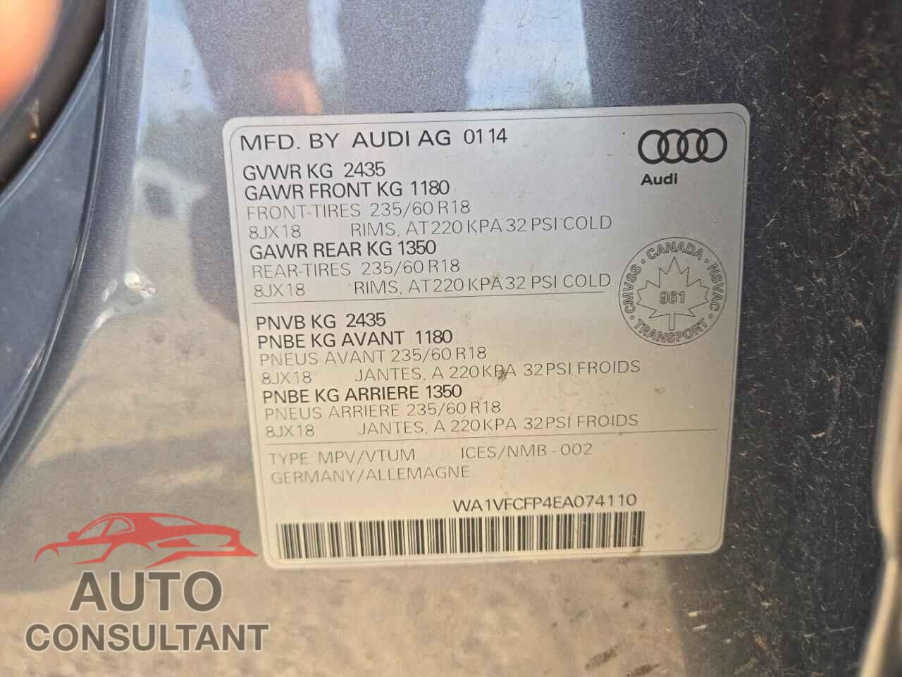 AUDI Q5 2014 - WA1VFCFP4EA074110
