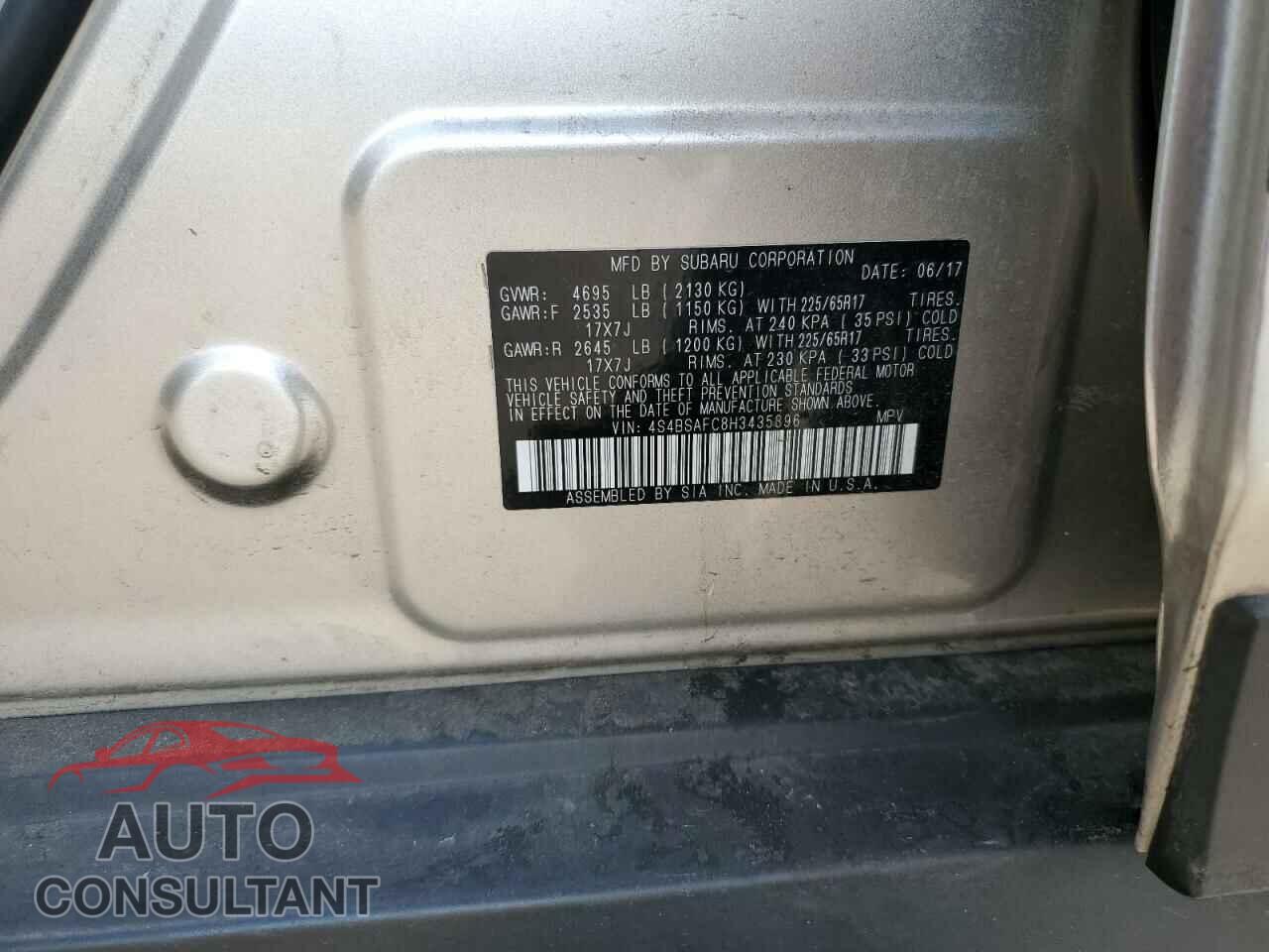 SUBARU OUTBACK 2017 - 4S4BSAFC8H3435896