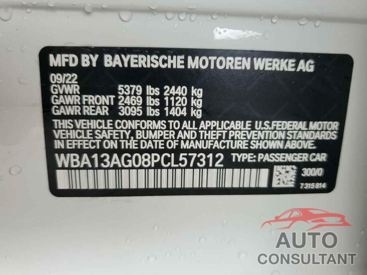 BMW 5 SERIES 2023 - WBA13AG08PCL57312