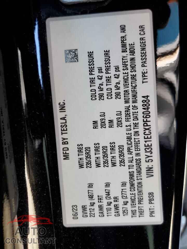 TESLA MODEL 3 2023 - 5YJ3E1ECXPF604884