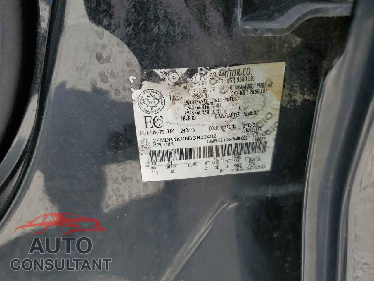FORD EDGE 2011 - 2FMDK4KC6BBB22482