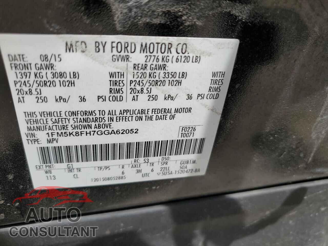 FORD EXPLORER 2016 - 1FM5K8FH7GGA62052