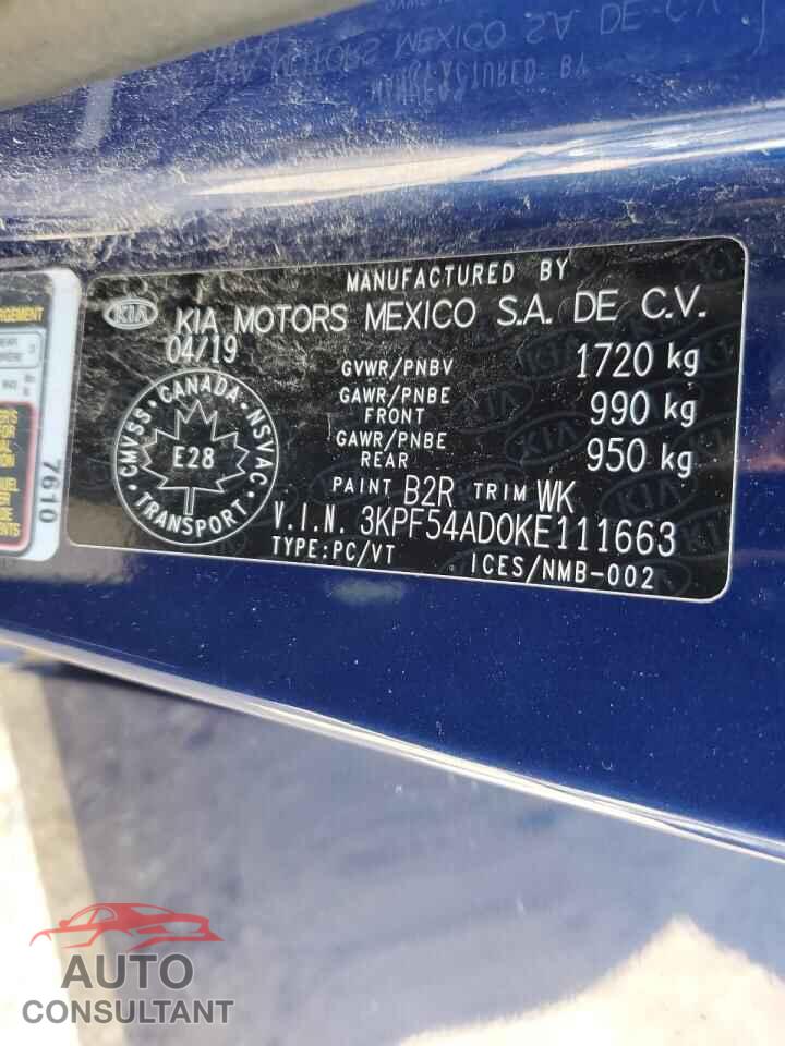 KIA FORTE 2019 - 3KPF54AD0KE111663