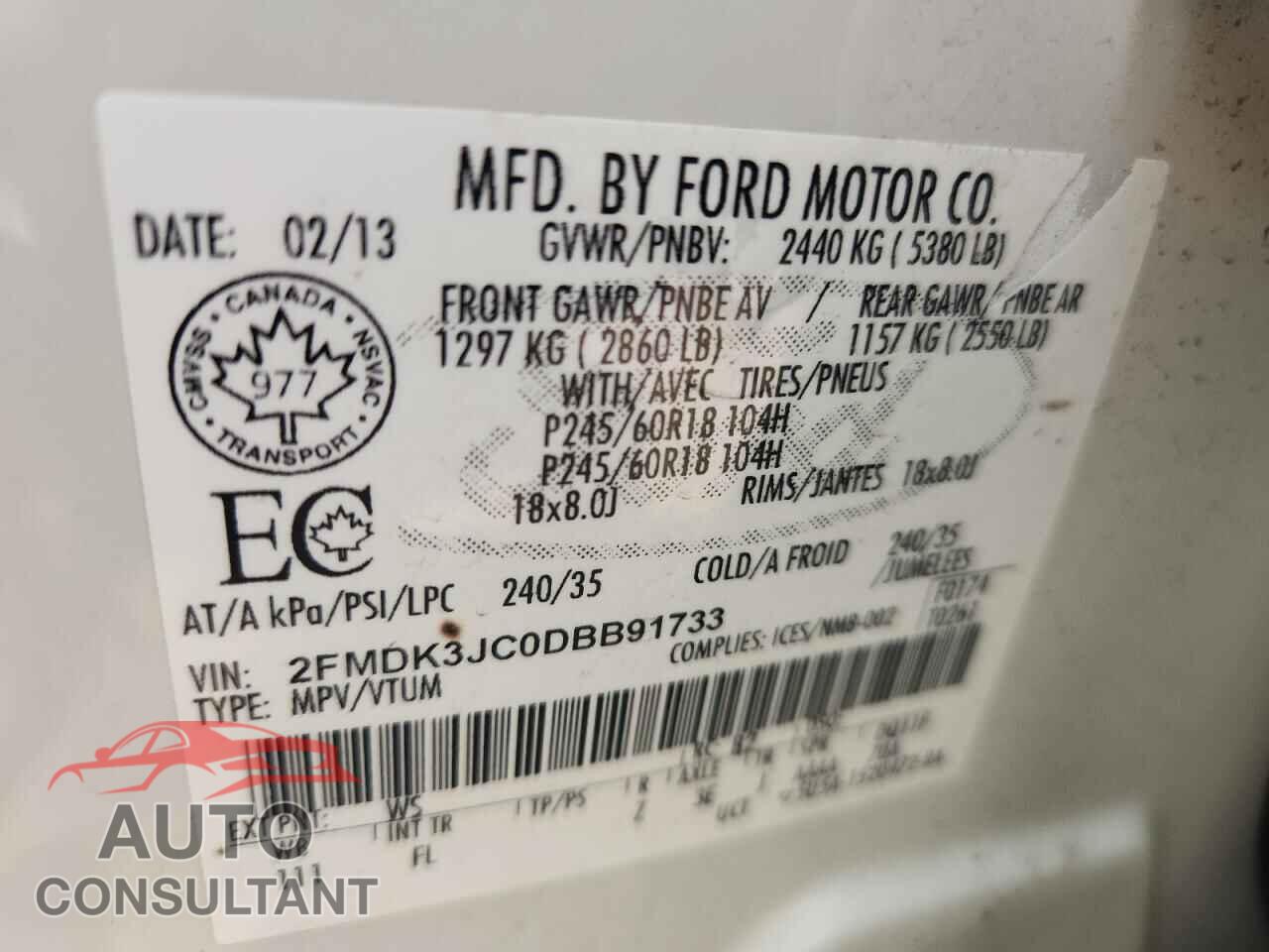 FORD EDGE 2013 - 2FMDK3JC0DBB91733