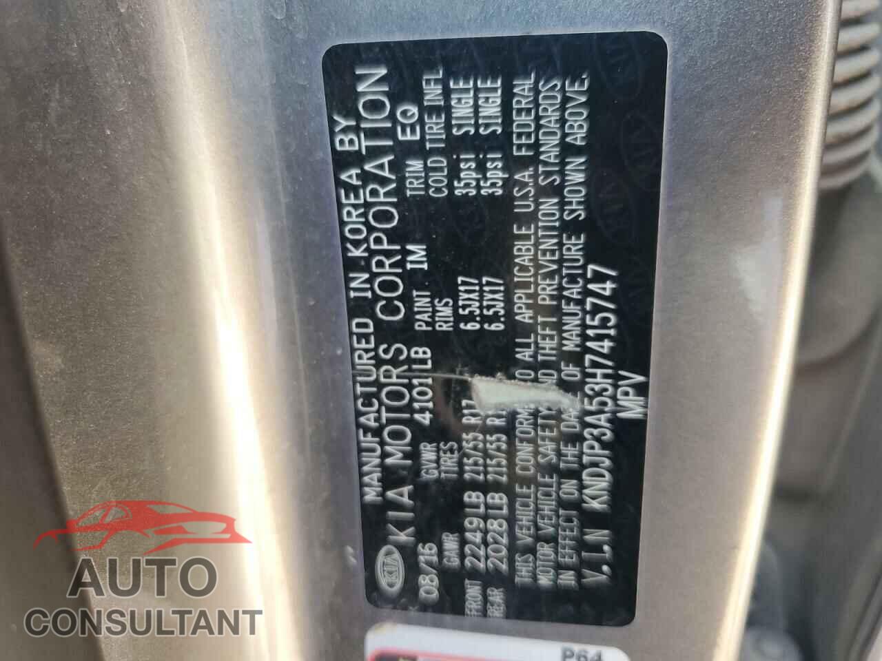 KIA SOUL 2017 - KNDJP3A53H7415747