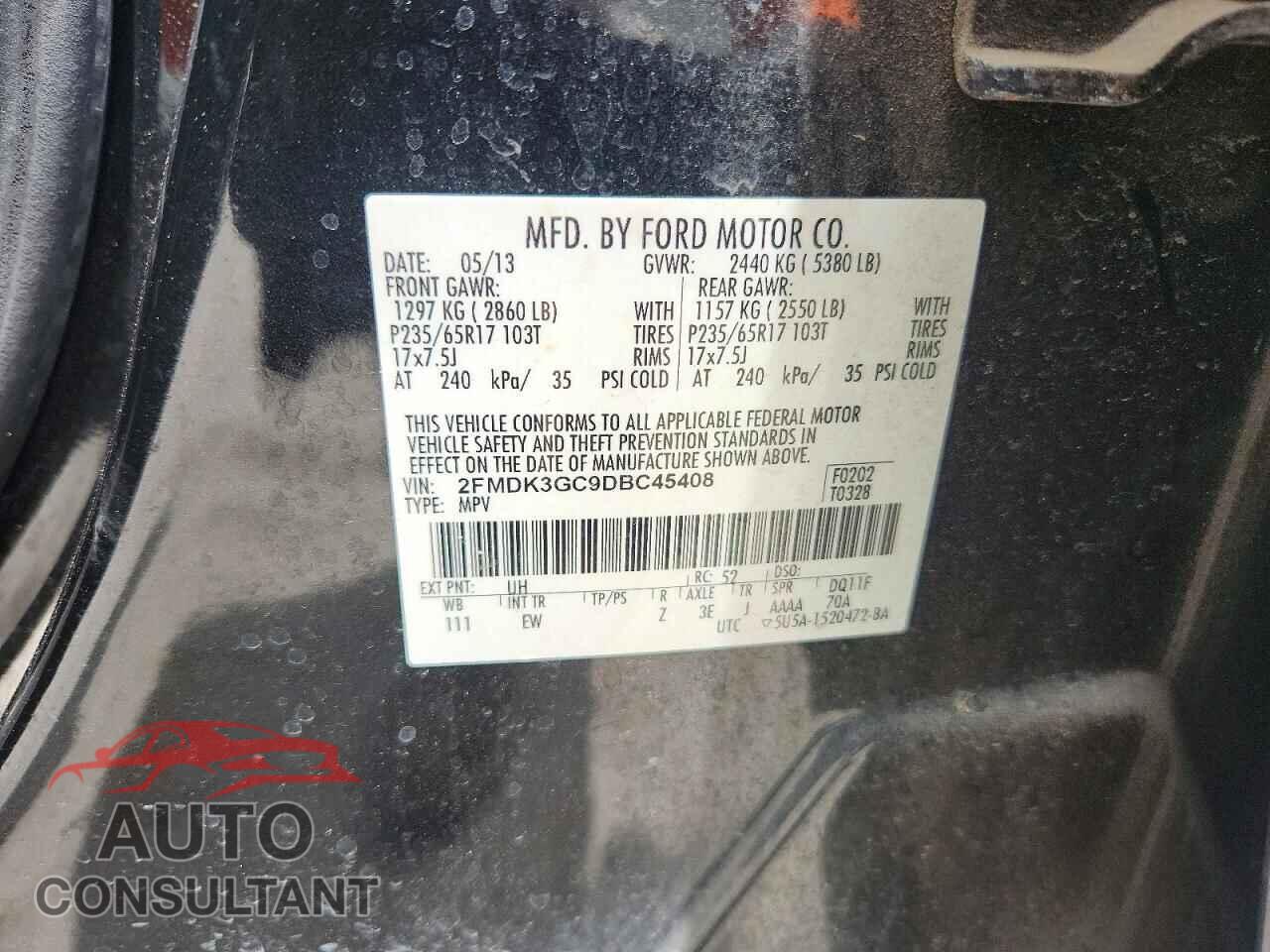 FORD EDGE 2013 - 2FMDK3GC9DBC45408