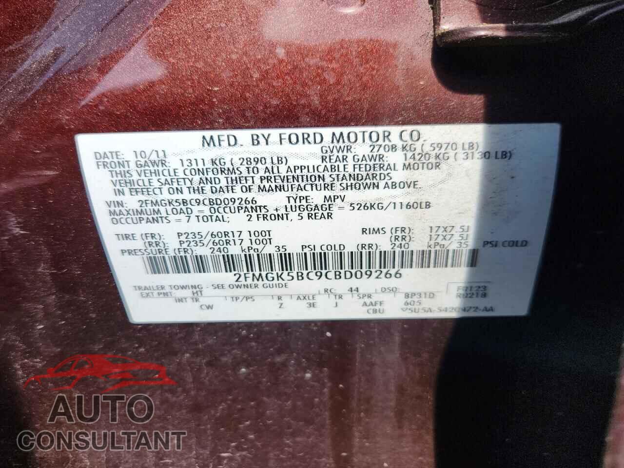 FORD FLEX 2012 - 2FMGK5BC9CBD09266