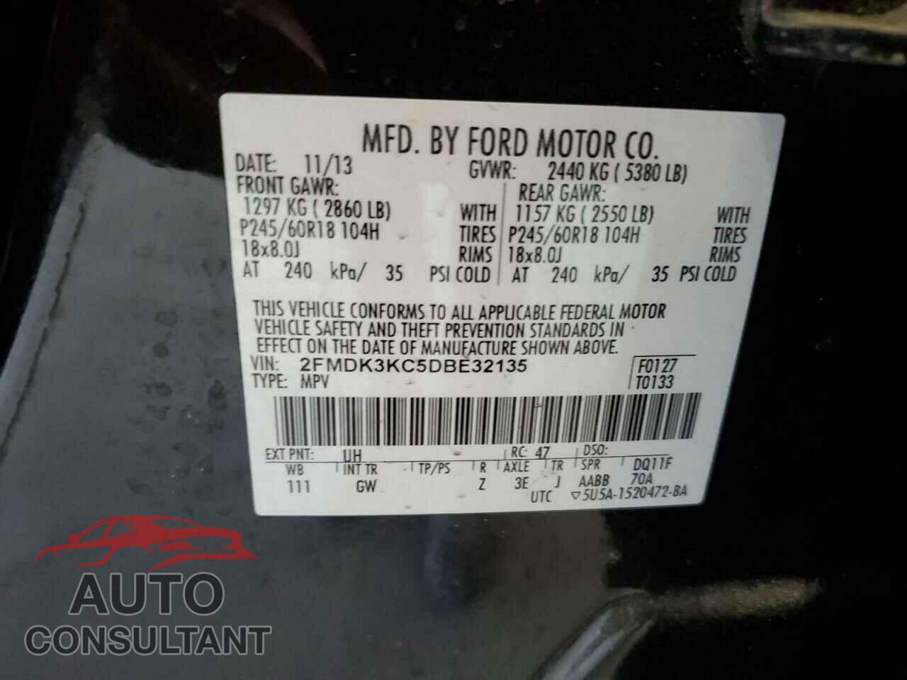 FORD EDGE 2013 - 2FMDK3KC5DBE32135