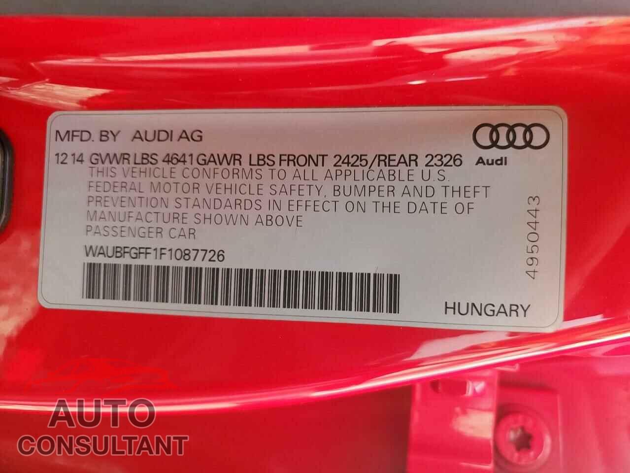 AUDI S3 2015 - WAUBFGFF1F1087726
