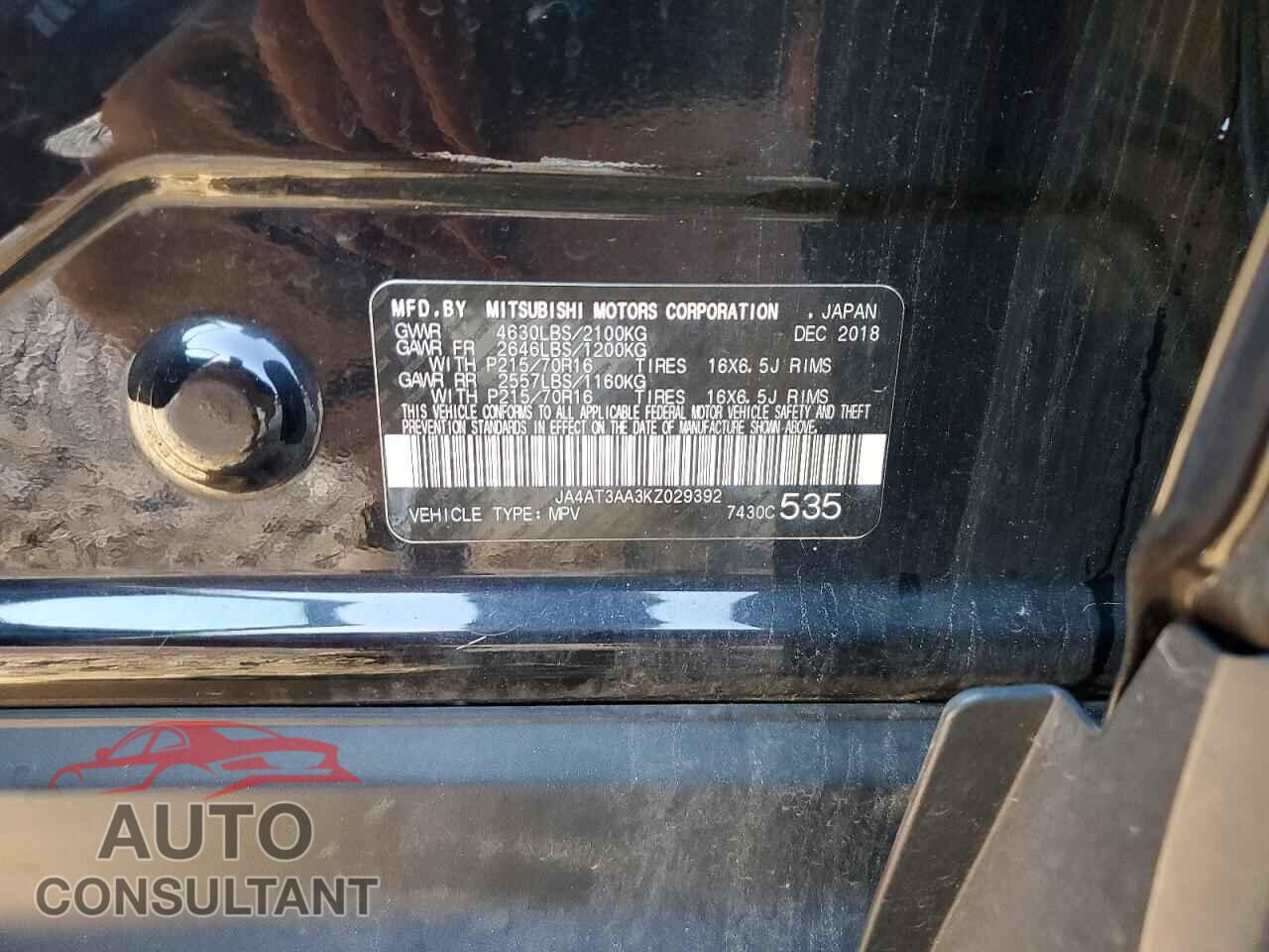 MITSUBISHI ECLIPSE 2019 - JA4AT3AA3KZ029392