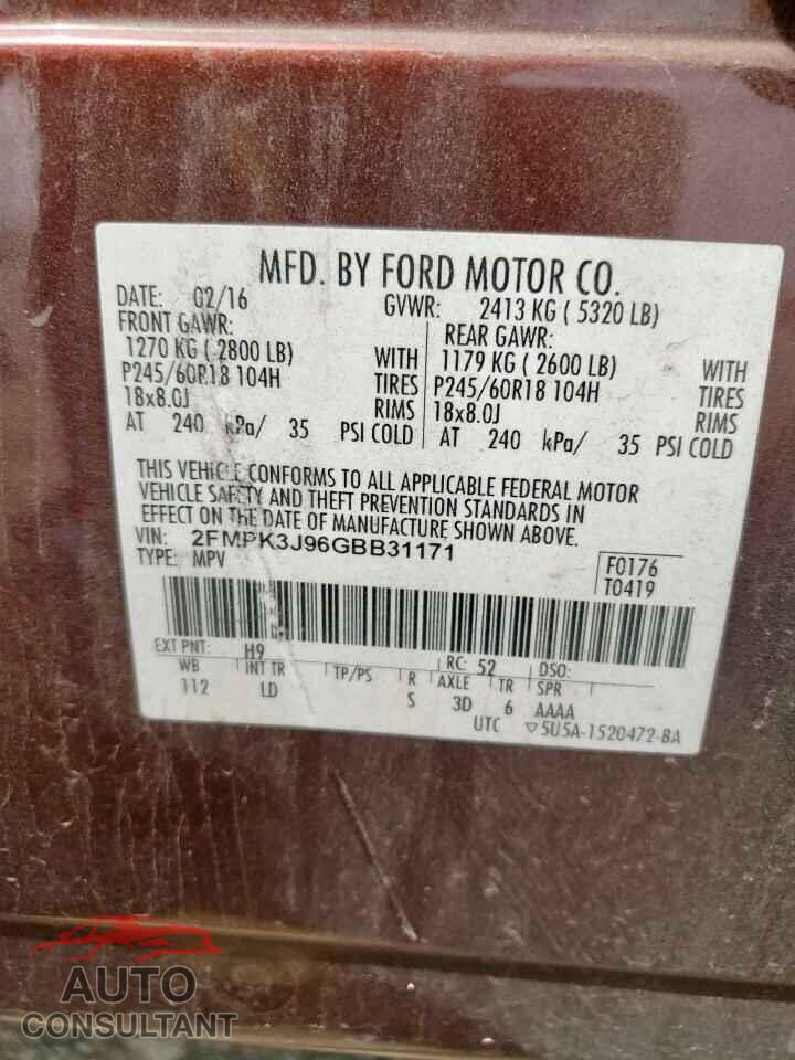 FORD EDGE 2016 - 2FMPK3J96GBB31171