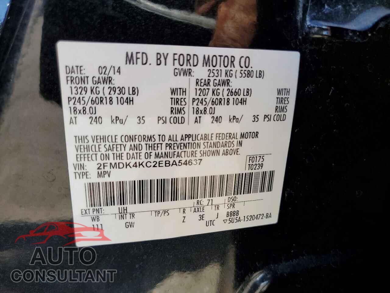 FORD EDGE 2014 - 2FMDK4KC2EBA54637
