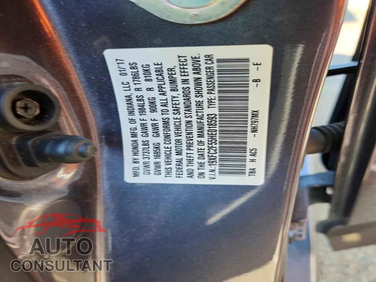 HONDA CIVIC 2017 - 19XFC2F55HE018593