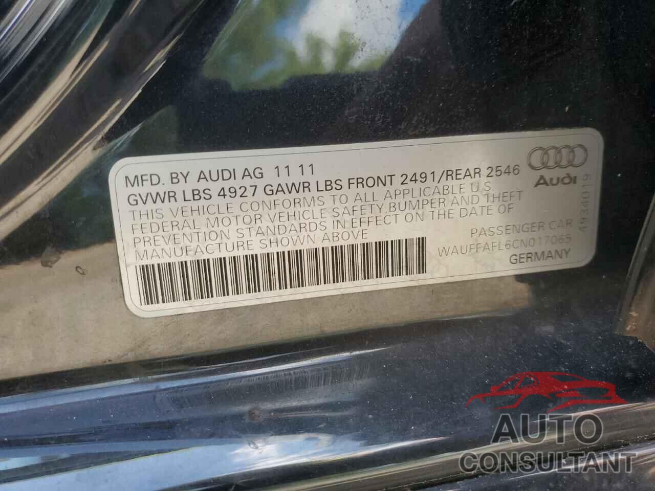 AUDI A4 2012 - WAUFFAFL6CN017065