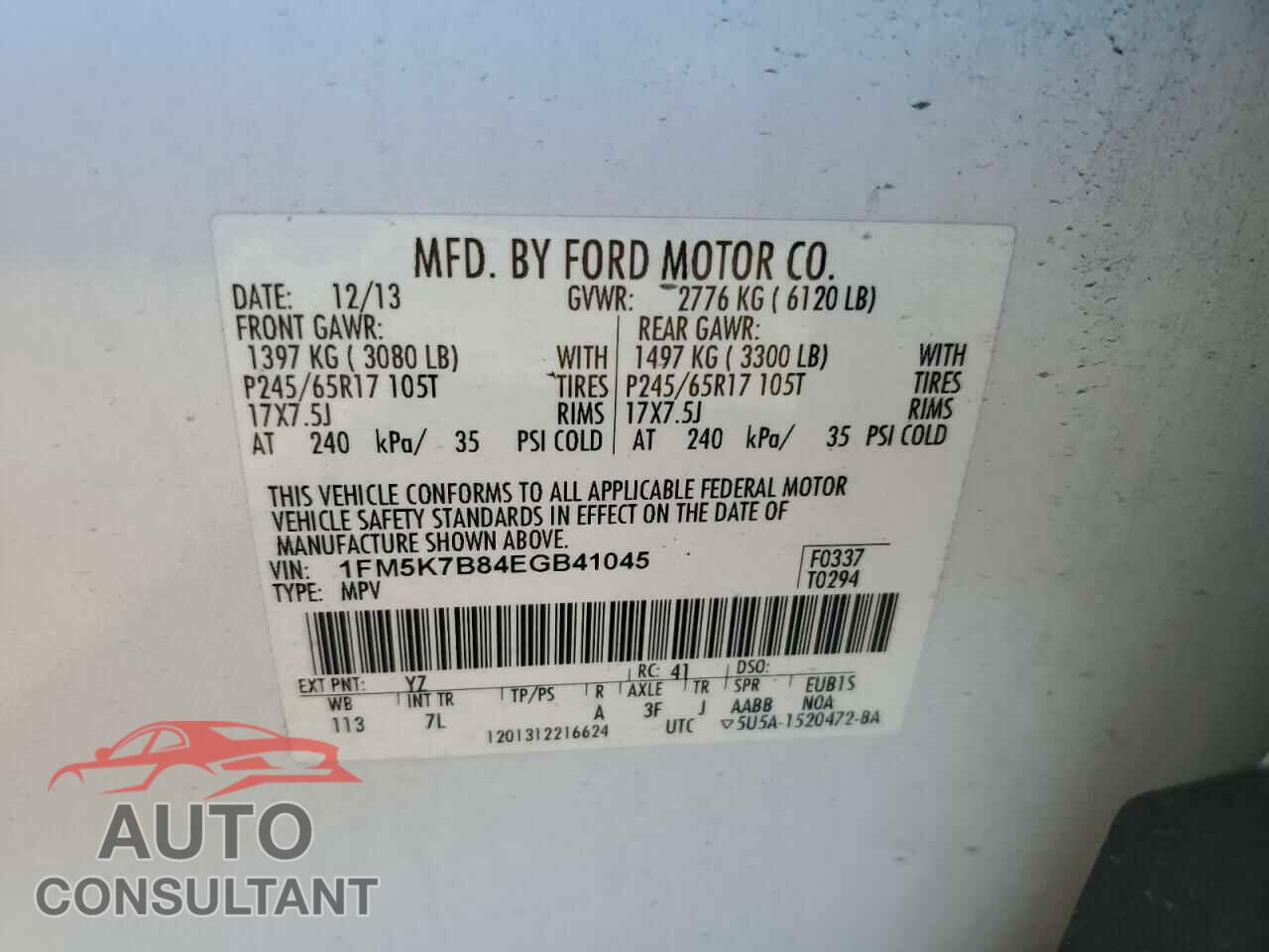 FORD EXPLORER 2014 - 1FM5K7B84EGB41045