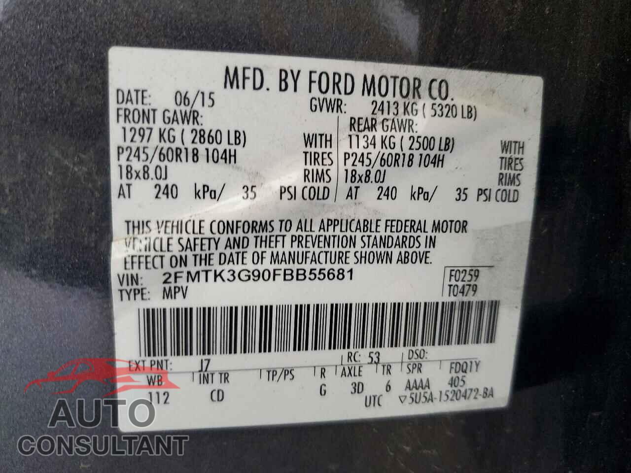 FORD EDGE 2015 - 2FMTK3G90FBB55681